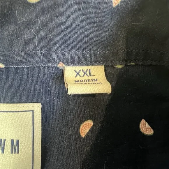 Men's Short Sleeve Button Up Shirt‎ XXL ROWM Navy Blue with Little Watermelons - Picture 3 of 9